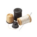 Sewing Supplies: Thread, Needles, and Thimbles Royalty Free Stock Photo