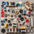 Collection of sewing essentials, perfect for crafting or tailoring Royalty Free Stock Photo