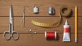 Organized symmetrically, highlighting their functions in sewing and Royalty Free Stock Photo
