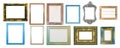 Collection of shabby distressed picture frames, isolated on whit