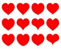 Collection of shapes of hearts for design. Set of vector illustration. Love and romantic Royalty Free Stock Photo