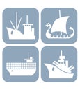 Collection of ship icons. Royalty Free Stock Photo