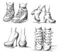 Collection of shoes drawings