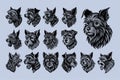 Collection of side view affenpinscher dog head illustration design Royalty Free Stock Photo