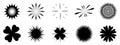 Collection of silhouette black of starburst flower icon design, abstract background,texture pattern vector illustration design Royalty Free Stock Photo