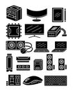 Collection of Silhouette cartoon doodle of Computer and Tech related, Vector, Illustration. Royalty Free Stock Photo