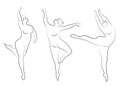 Collection. Silhouette of a cute lady, she is dancing ballet. Woman is overweight. The girl is plump and slim. Woman is ballerina