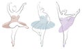 Collection. Silhouette of a cute lady, she is dancing ballet. Woman is overweight. The girl is plump and slim. Woman is ballerina