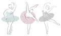 Collection. Silhouette of a cute lady, she is dancing ballet. Woman is overweight. The girl is plump and slim. Woman is ballerina