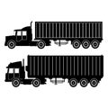 Collection silhouette truck trailer container delivery transport Royalty Free Stock Photo