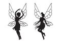 Collection of silhouettes of an Afro fairy woman.