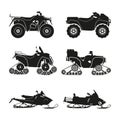 Collection of silhouettes of ATV. Set cross-country vehicles