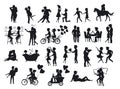 Collection of silhouettes couples in love on date