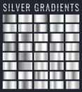 Collection of silver, chrome metallic gradient. Brilliant plates with silver effect. Vector illustration Royalty Free Stock Photo