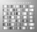 Collection of silver, chrome metallic gradient. Brilliant plates with silver effect. Vector illustration Royalty Free Stock Photo