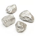 Collection set of silver nuggets isolated on white background Royalty Free Stock Photo