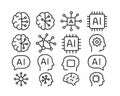 Artificial intelligence icons brain chip network vector Royalty Free Stock Photo