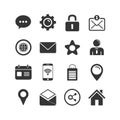 Collection of simple black and white vector icons set Royalty Free Stock Photo