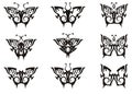 Tribal butterfly set in black and white tones Royalty Free Stock Photo