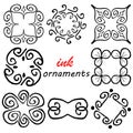 Collection of simple hand drawn ink floral ornaments Royalty Free Stock Photo