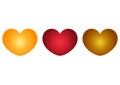 A collection of simple heart designs with 3 different colors Royalty Free Stock Photo