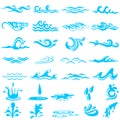 Collection of simple ocean Wave Royalty Free Stock Photo