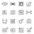 Collection of simple radio frequency identification icon vector illustration