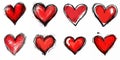 collection of simple red heart clipart, generative AI Royalty Free Stock Photo