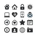 Collection of simplistic vector icons representing digital concepts Royalty Free Stock Photo