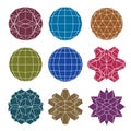 Collection of 9 single color complex spheres
