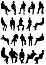 Collection of sitting people vector