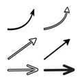 Collection of six arrow icons isolated on white background Royalty Free Stock Photo