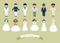 Collection of six children and six girls wearing First Communion clothes Royalty Free Stock Photo