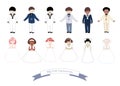 Collection of six children and six girls wearing First Communion clothes Royalty Free Stock Photo