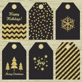 Collection of six Christmas gift tags. Royalty Free Stock Photo