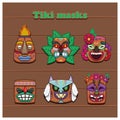 Collection of six colorful Tiki masks