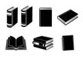 Collection of six different black and white book illustrations in isometric perspective Royalty Free Stock Photo