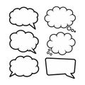 A collection of six different speech and thought bubbles are arranged, each with distinct shapes and outlines Royalty Free Stock Photo