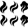 Set of six stylized smoke or steam icons isolated on transparent background Royalty Free Stock Photo