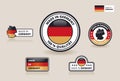 Collection of six Made in Germany Labels, Badges and Stickers Royalty Free Stock Photo