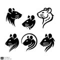 Set of Stylized Rat Head Logos Royalty Free Stock Photo