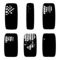 Collection of six unique tire tread patterns Royalty Free Stock Photo
