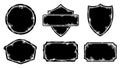 Vintage Distressed Black Frames and Badges Set Royalty Free Stock Photo