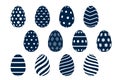 Collection of sixteen patterned easter eggs designs