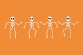 Collection of skeletons in flat style in halloween colors. Vector illustration Royalty Free Stock Photo