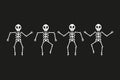 Collection of skeletons in flat style. Vector illustration Royalty Free Stock Photo