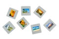 Collection slides with seascapes isolated on white background