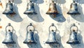 Collection of Small Metal Bells Hanging Outdoors Royalty Free Stock Photo