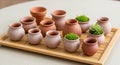 A collection of small terracotta pots Royalty Free Stock Photo