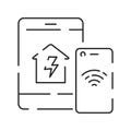 Collection of smart house linear icons - control of lighting, heating, air conditioning. Set of home automation and Royalty Free Stock Photo